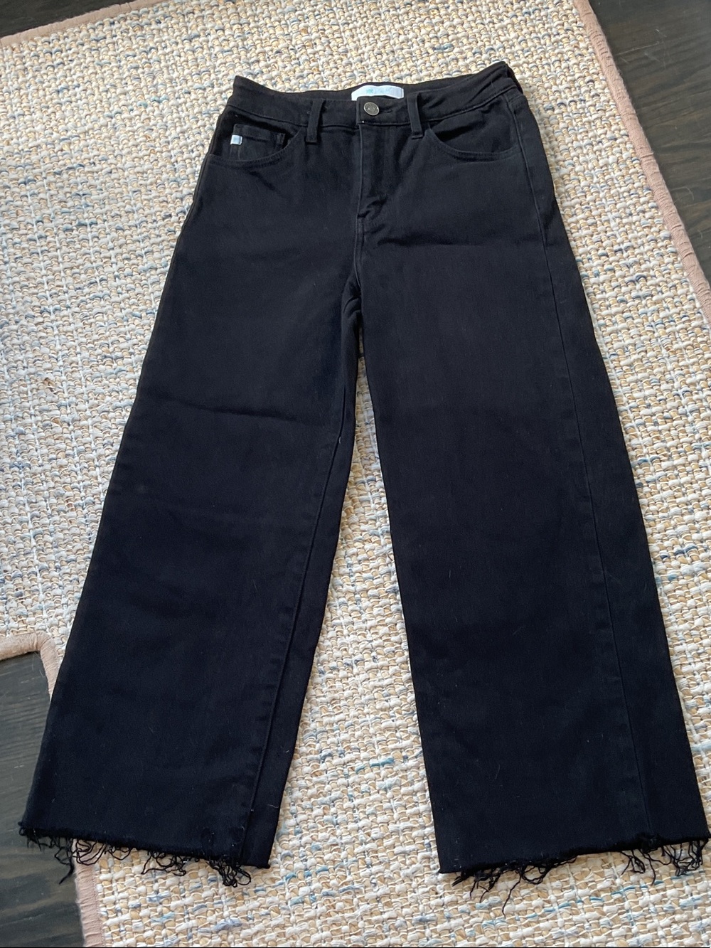 High-Rise Black Wide-Leg Jeans with Frayed Hem, brand new no tags - Nordstrom